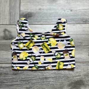 Trendy Little Rebels Toddler Kid Girls Stripe Lemonade Print Crop Top Size 18M